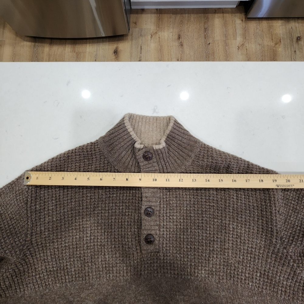 VTG Daniele Blasi Wool Blend Henley Sweater Mens XL Brown Waffle Knit Preppy - Picture 7 of 11